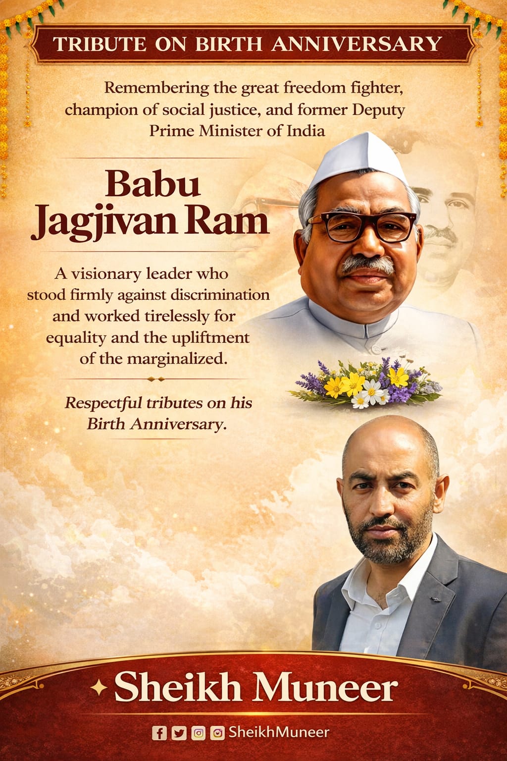 Sheikh Muneer Pays Tribute to Babu Jagjivan Ram on His Birth Anniversary
