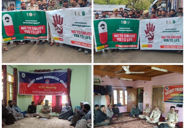 Budgam Police Conducts Awareness Drive; Organises Village-Level PCPG Meetings under Nasha Mukt J&K Abhiyan