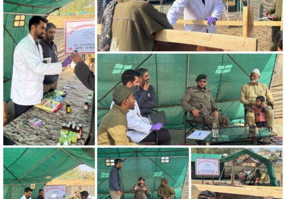 Rashtriya Rifles 62 B-COY organized a free veterinary camp at Paharthan Budgam,